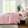 thumbnail image 5 of Flymme King Size Pink Comforter Sets 7 Pieces Bed in a Bag King Bed Set Modern Lightweight All Seasons Complete Pink Bedding Set for Bedroom, 5 of 8