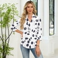 thumbnail image 4 of OIOLOYJM Golf Shirts for Women 2026 V Neck 3/4 Sleeve Geometric Print Polo Shirts Spring Lapel Collar Lightweight Gym Workout T Shirts Comfy Cozy Trendy Clothes Navy L, 4 of 7