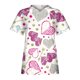 thumbnail image 3 of Blusa de manga corta con cuello en V para mujer, uniforme con bolsillos estampados para el Día de San Valentín Pompotops hkajfhjk459744, 3 of 4