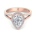 thumbnail image 2 of Guava - Moissanite Pear Shape Lab Diamond Halo Engagement Ring With PavÃ© Double Band, 2 of 4