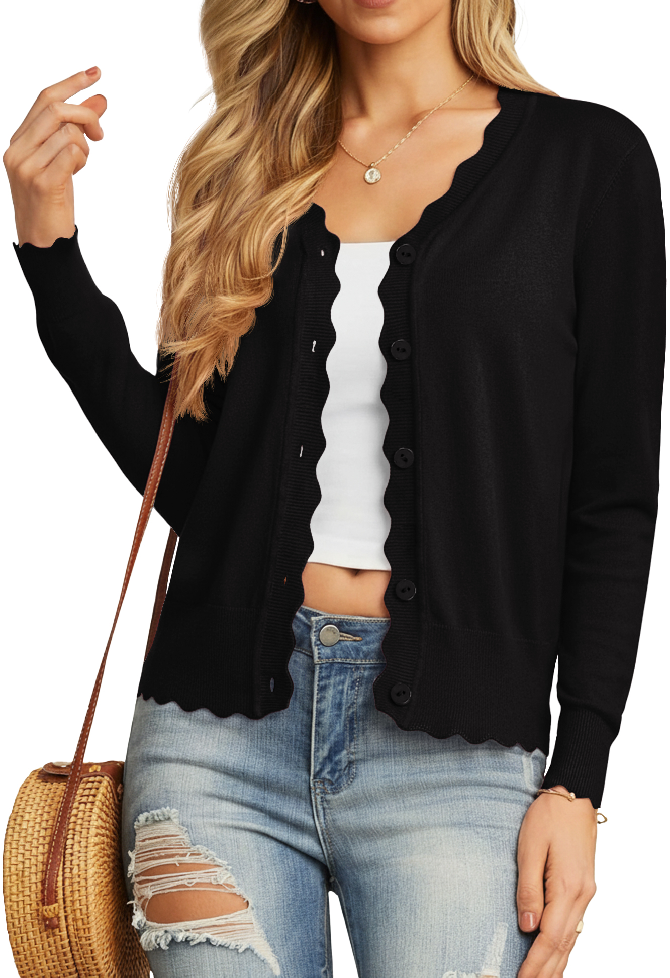 JWD Women's Open Front Cardigan Lightweight Knit Sweater photo 6
