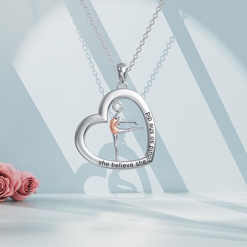 Diamond Heart Necklace 925 Sterling Silver Sea Turtle Flamingo Fox Rose Flower Mushroom Frog Teddy Bear Gymnast Butterfly Feet Three Hearts Pendant Necklaces for Women Heart Jewelry Gifts