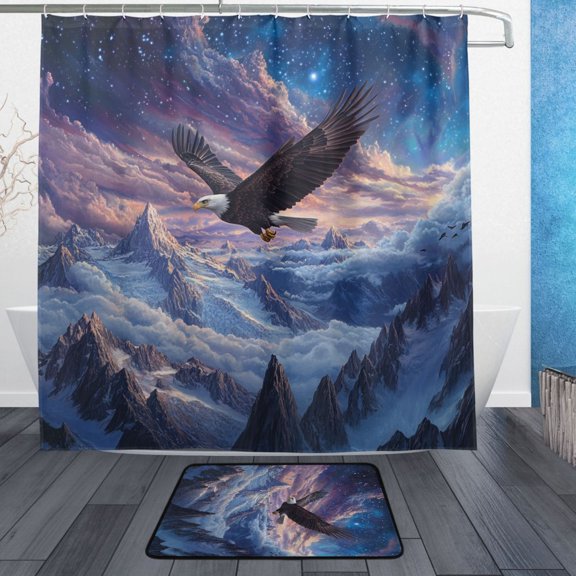 BZSMCE Shower Curtain and Bath Accessory Set,Soaring Through The Cosmos Pattern