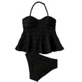 thumbnail image 4 of REDARER Halter Ruffle Smocked Peplum 2 Piece Tankini Swimsuit, Girls Swimwear Bathing Suit for Kids & Teens,9-10 Years, 4 of 4