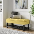 thumbnail image 2 of Banc Pouf de Rangement Cosmopolitan 44" en Tissu Velours Jaune Dijon, 2 of 9