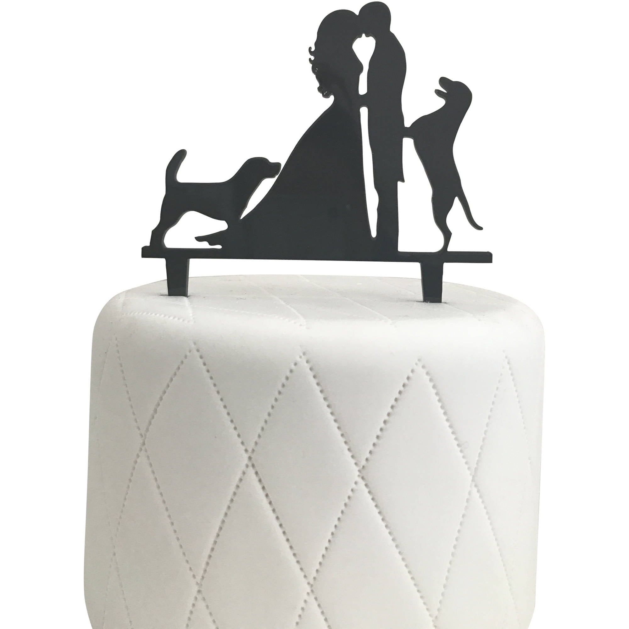 Cake Silhouette Bride and Groom with Labrador Family Cake Topper with dogs Custom Wedding Topper with Dachshund dog Couple with pets#88
