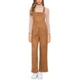 thumbnail image 2 of INSPIRE CHIC Faux Suede Overalls for Women's Wide Leg High Waist Adjustable Straps Casual Jumpsuit XS Brown, 2 of 6