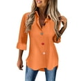 thumbnail image 2 of UVEASISHA Casual Business Tops for Women Long Sleeve Lapel Button Down Shirts Regular Fit Office Work Blouse Orange XXL, 2 of 7