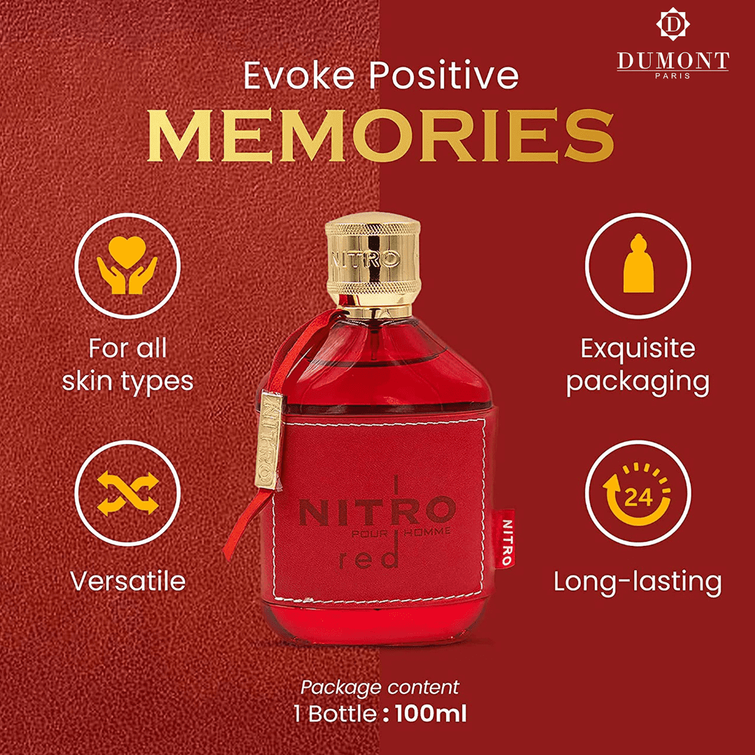 高速配送 Dumont Nitro Red Men's EDP Spray Cologne, Aromatic Fruity 香水(男性用)