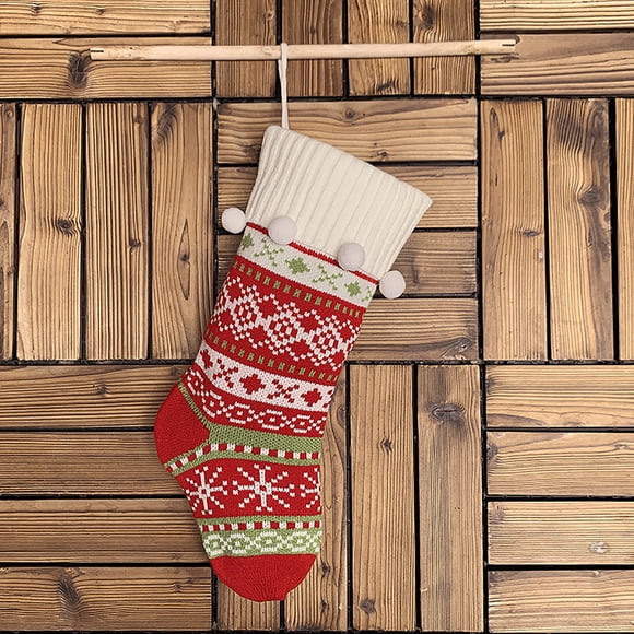 Fiudx Medias Navideñas a Cuadros, Diseño de Papá Noel con Copos de Nieve, Decoración Festiva para El Hogar, Decoración de Pared para Chimenea, Perfectas para Fiestas Navideñas, Tamaño 45 X 21 Cm, Jue