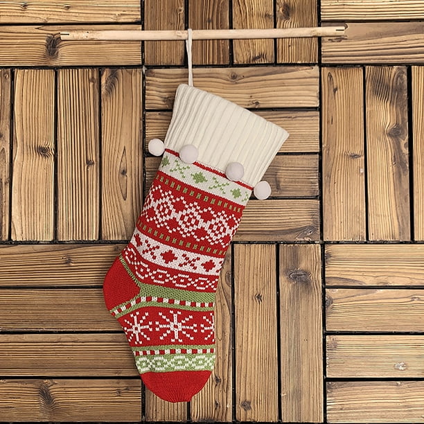 Fiudx Medias Navideñas a Cuadros, Diseño de Papá Noel con Copos de Nieve, Decoración Festiva para El Hogar, Decoración de Pared para Chimenea, Perfectas para Fiestas Navideñas, Tamaño 45 X 21 Cm, Jue