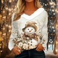 thumbnail image 2 of Hearthz Christmas Sweater Women Faux Fur Trim V Neck Sweatshirts Xmas Christmas Snowman Print Women's Tops Winter Warm Plus Size Pullover Tops Shirts, 2 of 5
