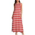 thumbnail image 3 of Robe à Carreaux Vichy Rouge et Blanc Robe Maxi Vintage Street Wear Boho Plage Longues Robes Col en V Design Surdimensionné Vestidos, 3 of 5