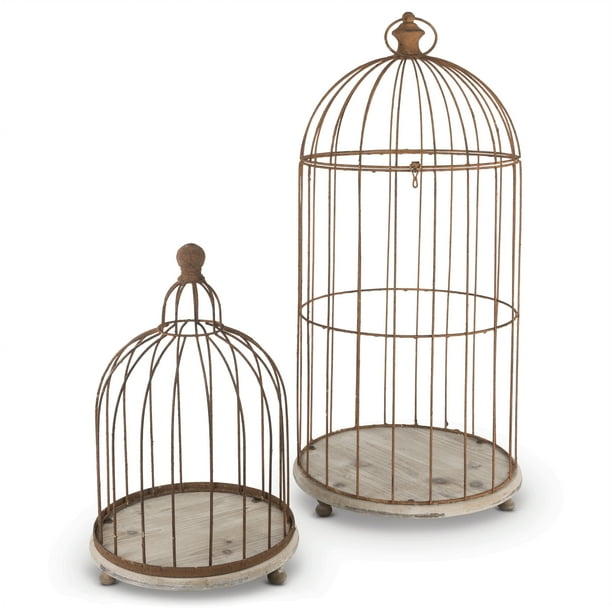 AssortedSize, Rusted Wire Metallic Bird Cages with 3 Metal Feet and