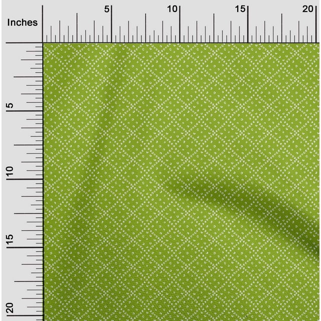 oneOone Polyester Lycra Green Fabric Geometric Bandhani Sewing Material Print Fabric By The Yard 56 Inch Wide