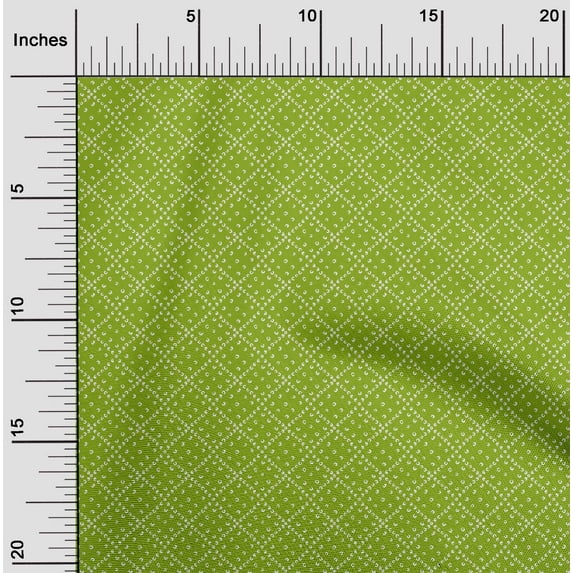 oneOone Cotton Poplin Green Fabric Geometric Bandhani Quilting Supplies Print Sewing Fabric By The Yard 56 Inches Wide