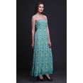 thumbnail image 3 of Bimba Leaves & Arabian Jasmine Floral Print Women Smocked Bodice Beach Sun Dress-Large, 3 of 7