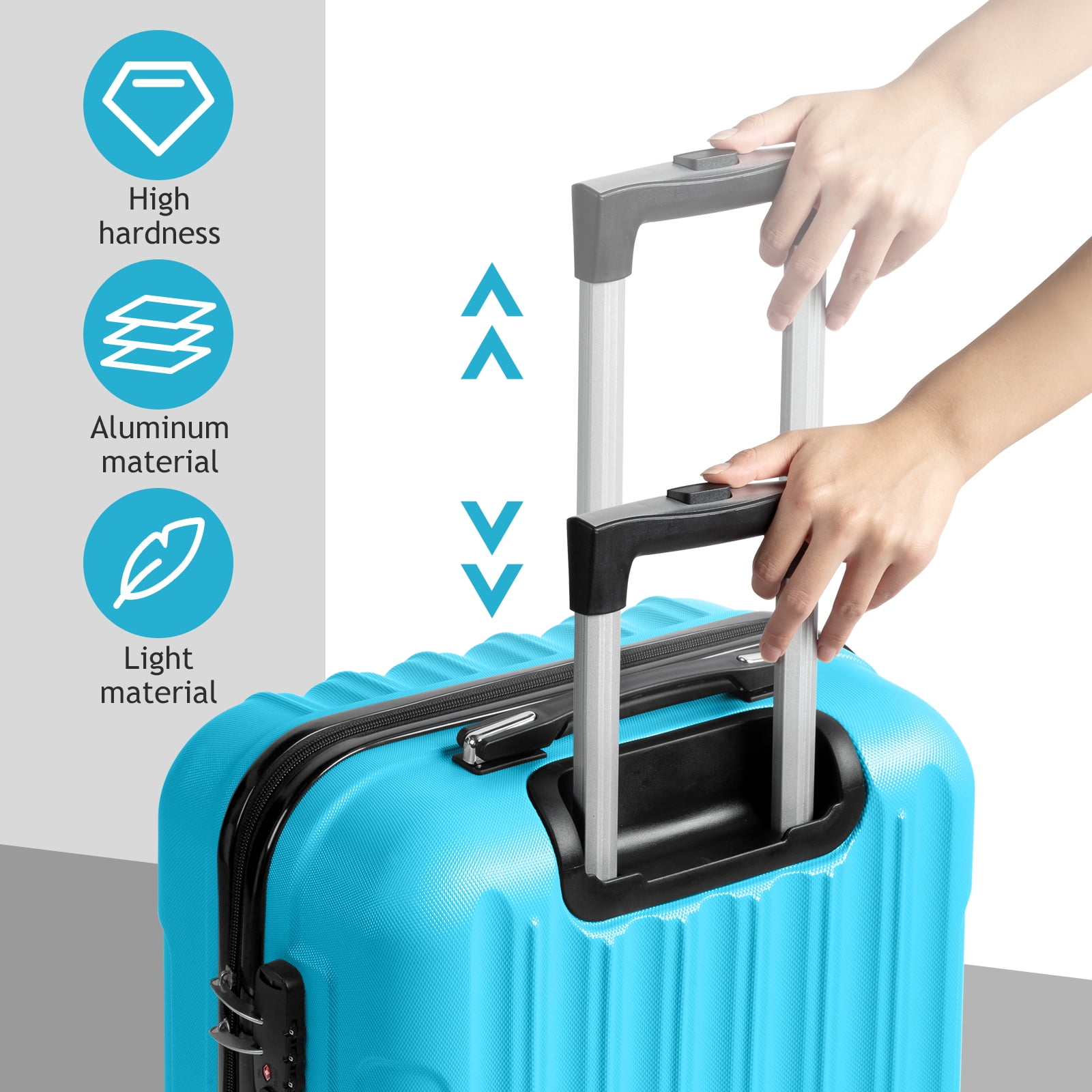 Zimtown 3 Piece Nested Spinner Suitcase Luggage Set With TSA Lock Blue