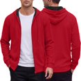 thumbnail image 3 of Mens Sweatshirt Nelozsy Men's Solid Color Half-Zip Hooded Casual Long Sleeve Sweatshirt Red XL, 3 of 6
