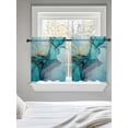 thumbnail image 5 of Teal Ombre Tier Curtains 24 Inch Length, Sheer Curtains for Bedroom Living Room Window Modern Marble Ink Painted Abstract Rod Pocket Voile Drapes Kitchen Curtains Small Half Window 27.5"x24" 2 Panels, 5 of 6