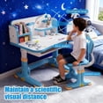thumbnail image 6 of YNCE Desk for Kids, Kids Desk and Chair Set Adjustable Height with Drawers and Storage, Cartoon Pattern, Curved Desktop School Study Table for Boys, 6 of 10