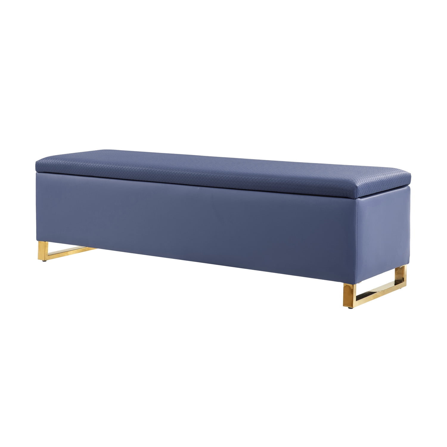 Tina's Home Storage Bench with 2 Ottomans,  Upholstered Entryway Bench with Stainless Steel Legs Modern Seating for Living Room, Bedroom Navy