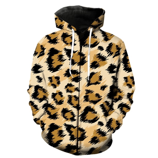 Sudadera con capucha y cremallera para hombre, con textura de piel de animal, estilo informal, de manga larga, estilo urbano, de gran tamaño, estilo hip hop, unisex, gran oferta 2024, con estampado 3D