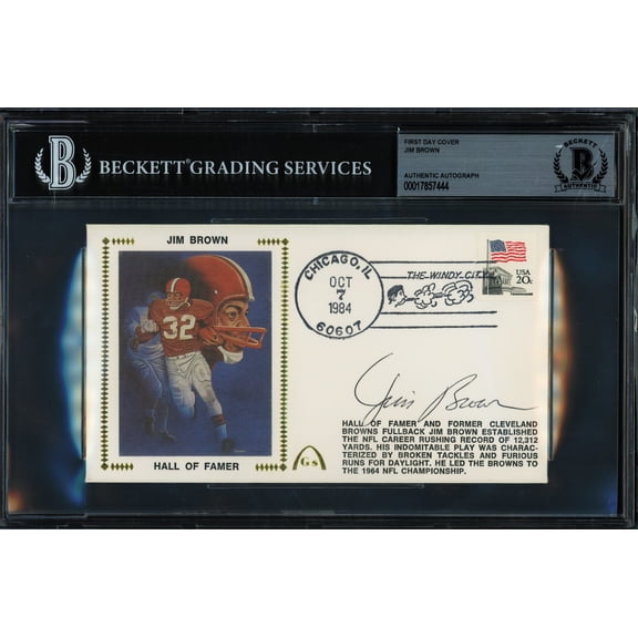 Jim Brown Autographed 1984 First Day Cover Cleveland Browns Beckett BAS #17857444