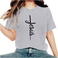 thumbnail image 1 of Camisetas de Cuello de Tripulación de Manga Corta para las Mujeres Cartas de Impresión de Pascua Camiseta de Manga Corta, Spandex de Poliéster, 1 of 5