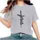 thumbnail image 1 of Camisetas de Cuello de Tripulación de Manga Corta para las Mujeres Cartas de Impresión de Pascua Camiseta de Manga Corta, Spandex de Poliéster, 1 of 5