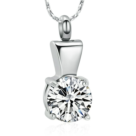 Simple Urn Necklaces for Ashes Stainless Steel Memorial Urns Pendant Necklaces Crystal Eternity Cremation Ashes Jewelry Keepsake for Men Women