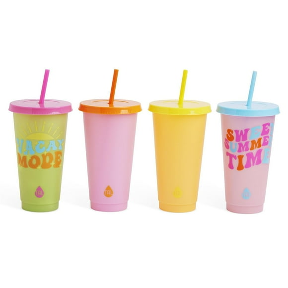TAL Color Changing Cups 4-Pack includes Lid and Straw, water bottle