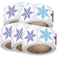 thumbnail image 1 of Etiquetas Fiestas Año Nuevo FrostFlakes 5Pzas 5x50 Etiquetas Copos de Nieve Ø2.5cm 8 Diseños Papel Adhesivo Mate Multico, 1 of 4