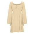 thumbnail image 6 of HXWCHs A Solid Color One Shoulder Casual Dress for Women S C-Beige, 6 of 8