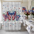 thumbnail image 4 of Independence Day Butterfly Shower Curtain, 72" x 84", Country American Flag Butterfly Star Wood Grain Waterproof Bathroom Curtain Washable Shower Curtain Set with 12 Hooks, 4 of 9