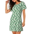 thumbnail image 2 of Fotbe Dinosaurs on Roller Skater Pattern Women's Cotton Nightgown Sleepwear Short Sleeves Shirt Casual Print Sleepdress, 2 of 6