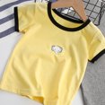 thumbnail image 3 of Camisetas de manga corta para niños pequeños Camiseta con estampado gráfico y cuello redondo de algodón para niñas de verano Niños Amarillo 100, 3 of 5