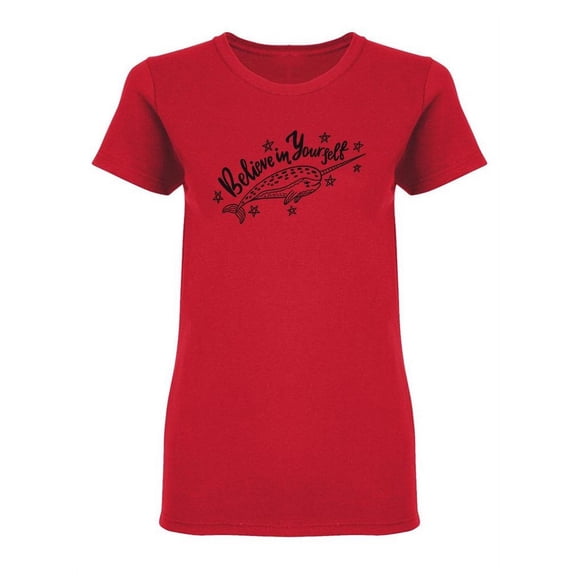 Believe In Yourself Whale Shaped T-Shirt Women -Image by Shutterstock, Female XX-Large