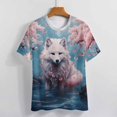 thumbnail image 4 of Watercolor Fox T-Shirt O Neck Retro Print Big Size T-Shirts Short Sleeve Tees Womens Pretty Design, 4 of 5