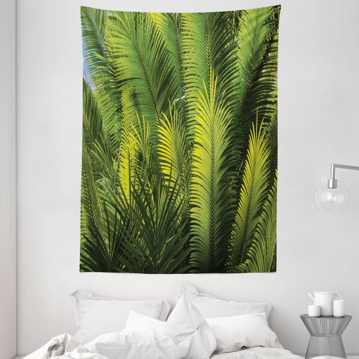 Palm Tree Tapestry, Plam Tree Foliage Tropical Plants Leaves Forest