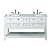 Stufurhome Marla 60 inch White Double Sink Bathroom Vanity