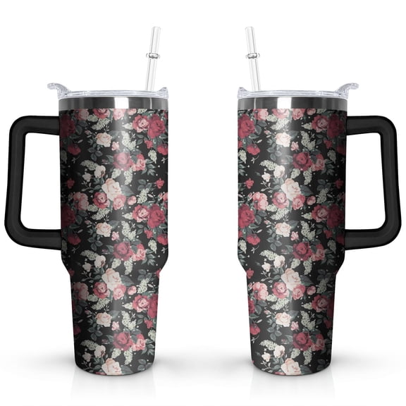 40oz Tumbler with Handle and Straw Lid | Vacuum Insulated Leak Proof Tumbler | Stainless Steel Travel Mug Water Bottle Cup Keeps Cold & Hot