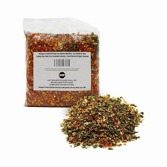 Naturejam Crushed Red Pepper and Jalapeño Flake Blend – 8oz Chili Mix for Spicy Cooking, Pizza, Pasta, Tacos, Homemade Seasoning – Coarse Texture Hot Pepper Seasoning