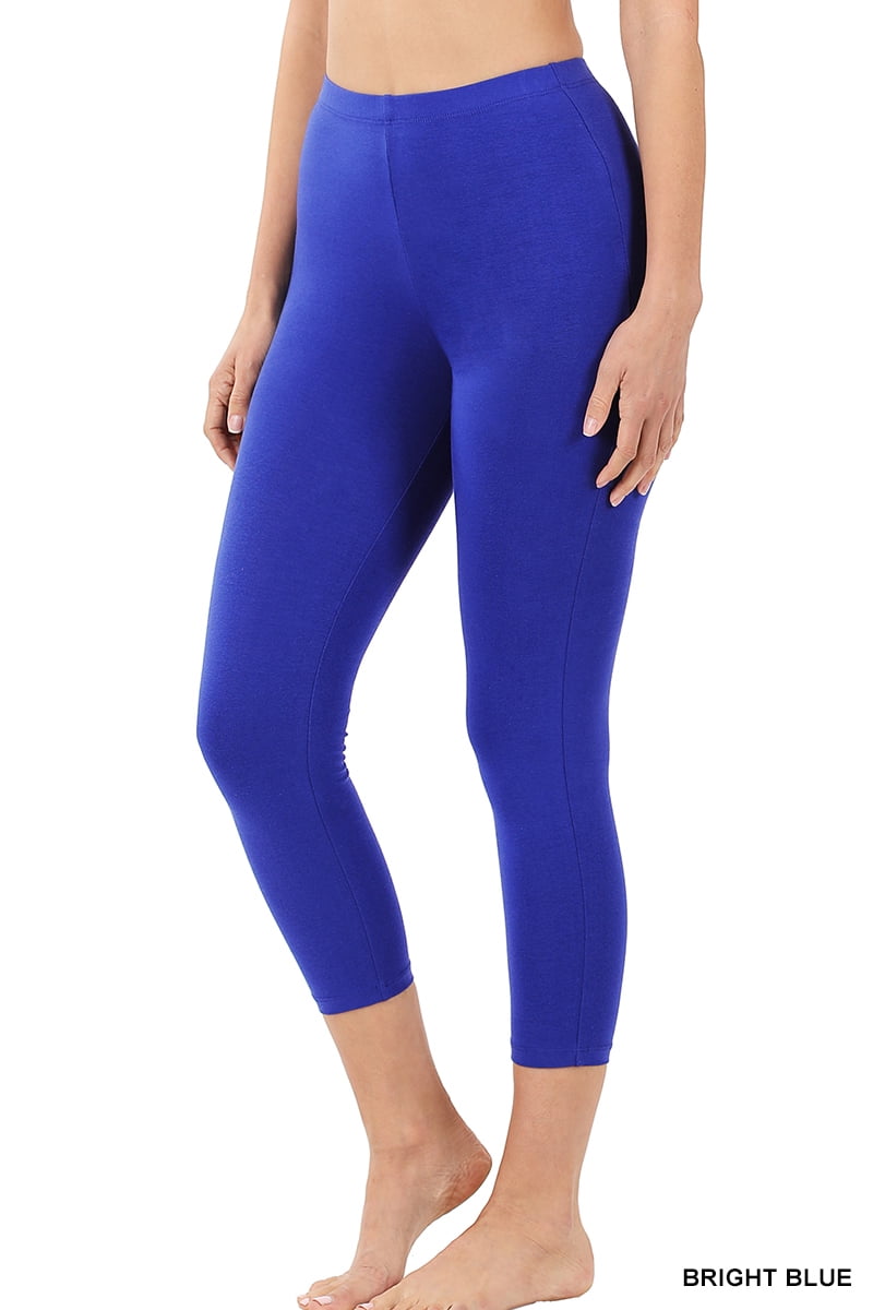 Zenana Women u0026 Plus Premium Cotton Mid-High Banded Waist Capri Leggings -  Walmart.com