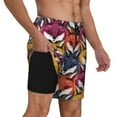 thumbnail image 2 of Kdxio Fox Face Print Men'S Swim Trunks With Compression Liner 7 Inch Inseam Quick Dry Swim Shorts, 2 of 7