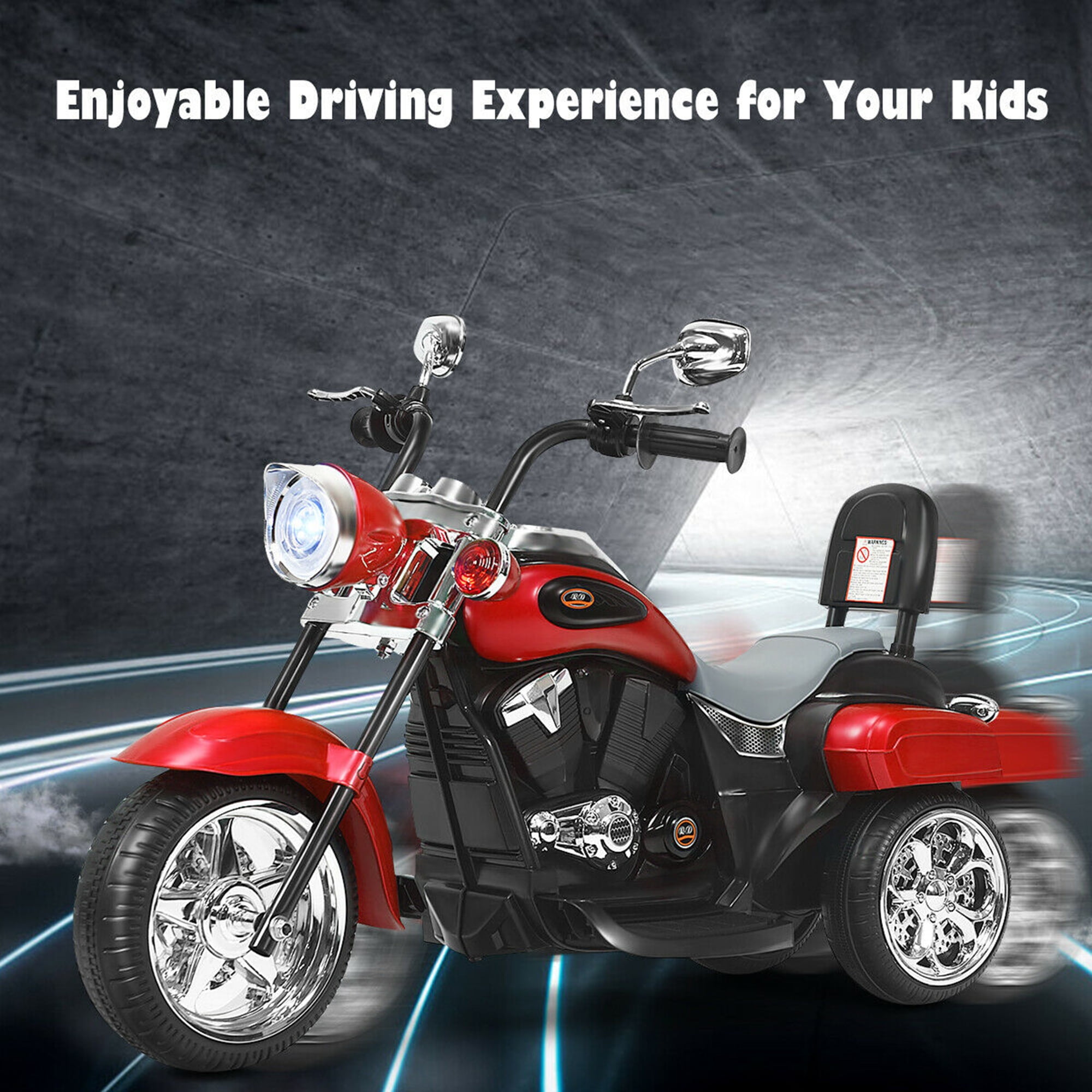 Gymax 6V Kids Ride On Chopper Motorcycle 3 Wheel Trike with Headlight Red