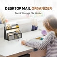 thumbnail image 4 of Organizador de correo SUPEASY Mesh Metal con 3 ranuras, encimera negra, 4 of 8