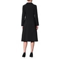 thumbnail image 3 of Vestido midi plisado negro de mujer con solapa de pico y mangas largas, 3 of 5