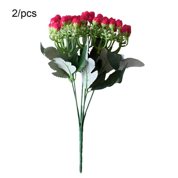 2pcs Artificial Rose Bouquet Simulation Floral Decor Home Office Plastic Fake Rose Flower, Rose Red