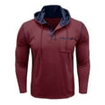 thumbnail image 5 of Men's Long Sleeve Hooded T Shirt Casual Comfortable Pullover Top Lightweight Button Down Shirt for Daily Wear Home Outdoor Hiking Spring Summer Fall Mens Summer Lightweight Pullover Tee Shirts, 5 of 6
